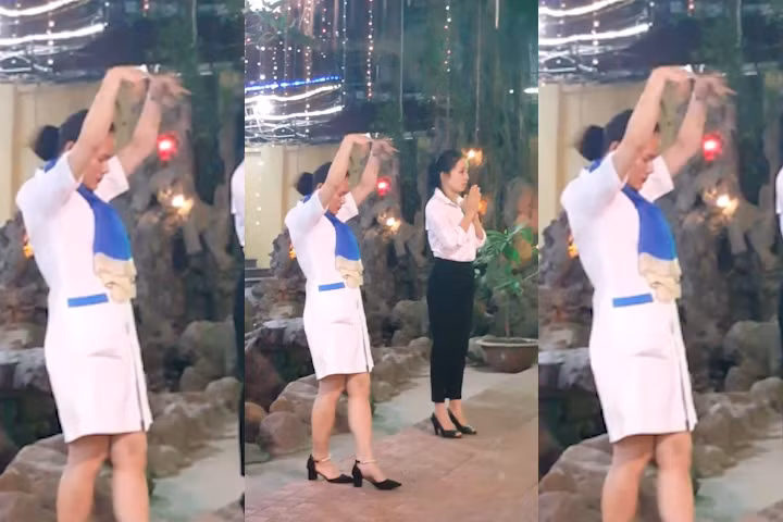 Một câu hỏi lớn của nhiều dân mạng dành cho clip này đó là: "Lý do vì sao, cô nàng này lại có những bài khấn bái thật khác người và nó có hợp với thuần phong mỹ tục của người Việt khi vào chùa".