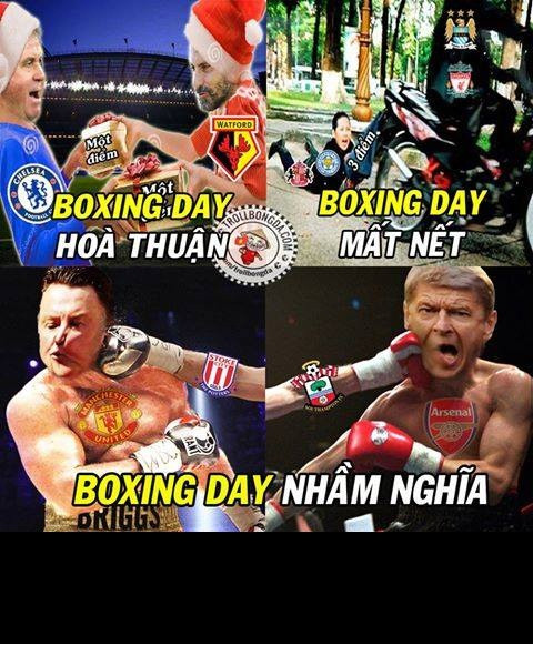 Dân mạng chế ảnh các đại gia tại Premier League hiểu về ngày lễ Boxing Day hay còn gọi là ngày lễ tặng quà theo cách khác nhau.
