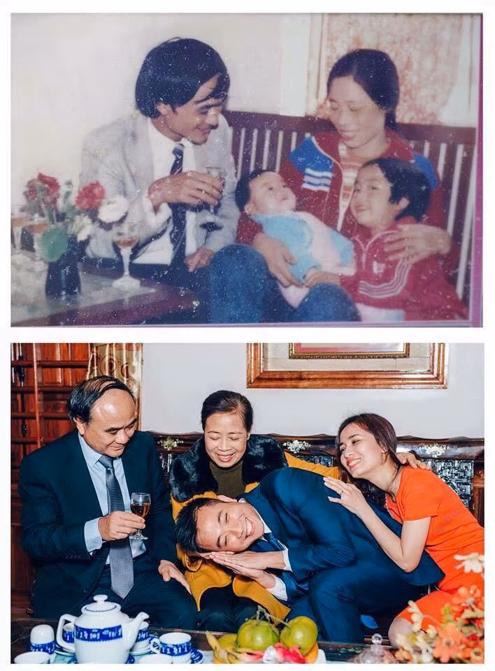 Những bức ảnh gia đình vô cùng hạnh phúc được dân mạng cho vào bộ ảnh so sánh giữa ngày ấy và bây giờ.