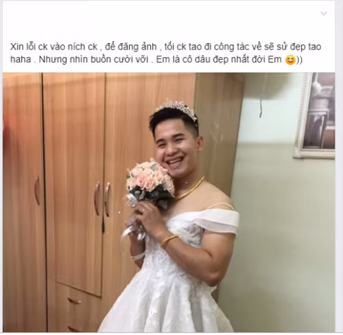 Trong các đám cưới, trang phục mà các chú rể thường xuyên mặc đó là áo vest, quần âu, giày tây. Nhưng mới đây, hội chị em trên MXH lại cho đăng tải những bức ảnh các ông chồng mặc váy cưới chụp ảnh khiến nhiều người cười vỡ bụng.