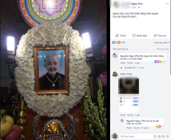 Lễ an táng của bà ngoại xì-tin được đăng tải trên mạng xã hội.