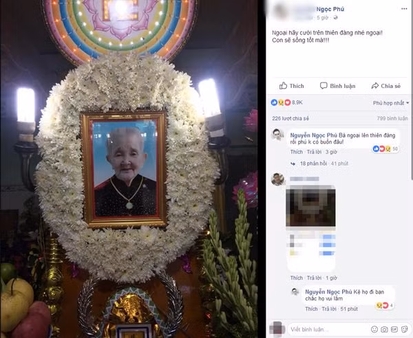 Lễ an táng của bà ngoại xì-tin được đăng tải trên mạng xã hội.