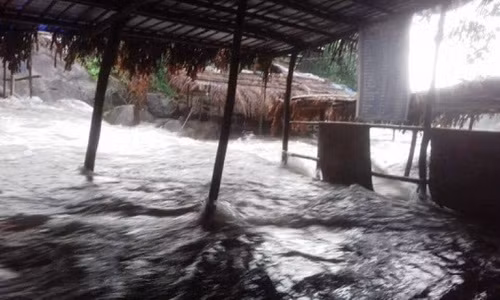 Lu quet ap ve Suoi Voi, hang tram du khach thao chay