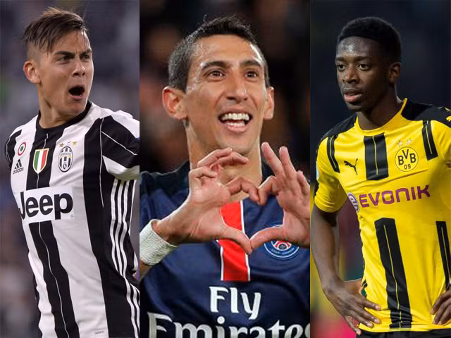 Barca nhắm 3 mục tiêu thay Neymar: Theo thông tin chuyển nhượng cầu thủ từ tờ Don Balon, Barca đã chủ động lên danh sách mục tiêu phòng trường hợp Neymar chuyển sang khoác áo PSG trong Hè này. Trong danh sách trên có 3 cầu thủ là Ousmane Dembele (Dortmund), Angel Di Maria (PSG) và Paulo Dybala. Ảnh: Don Balon