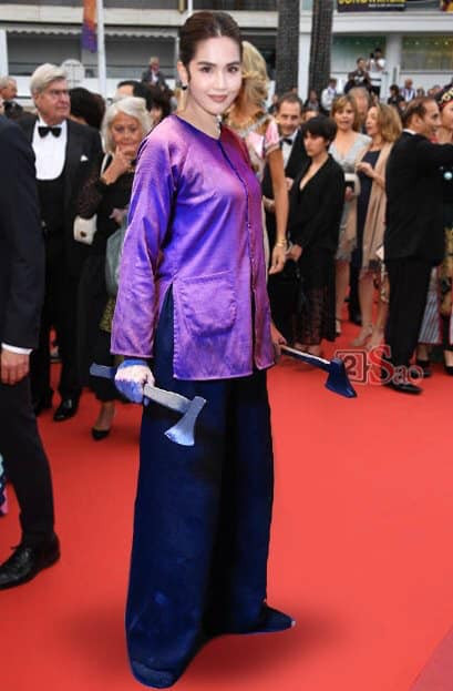 Cụ thể, các dân mạng đã thay đổi bộ cánh của Ngọc Trinh trên thảm đỏ LHP Cannes để cho phù hợp và không bị gắn mác phản cảm.