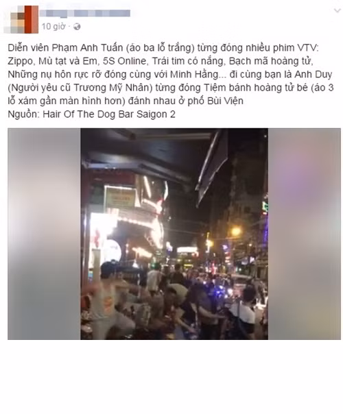 Vụ ẩu đả giữa diễn viên Phạm Anh Tuấn đã xảy ra tại một quán bar có tiếng ở phố Bùi Viện, TP. HCM vào tối qua ngày 11/6. Ngay sau khi sự vụ xảy ra, hàng loạt những clip đã được người chứng kiến ghi lại và đăng tải lên mạng xã hội.