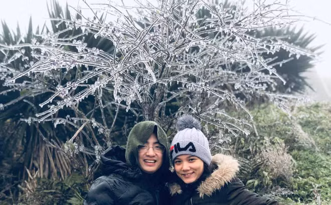 Thời tiết ở Mẫu Sơn (Lạng Sơn) xuống -1 độ. Nhờ vậy mà chúng ta được chiêm ngưỡng những hình ảnh băng tuyết tuyệt đẹp như trên.