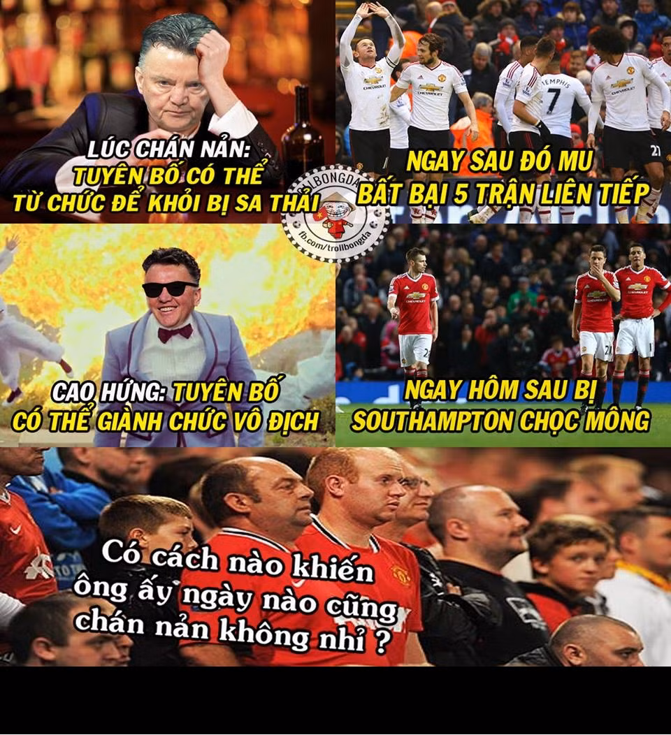 CĐV Man United đang mong ngày nào Luis Van Gaal cũng chán nản để họ được hưởng niềm vui chiến thắng.