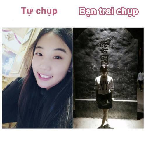 Mới đây trên MXH, hội chị em đã cho đăng tải những bức ảnh chụp tự sướng của mình với những bức ảnh bạn trai chụp và cho thấy một thực tại rằng "những người đầu ấp, tay kề của mình chụp ảnh hoàn toàn không có tâm".