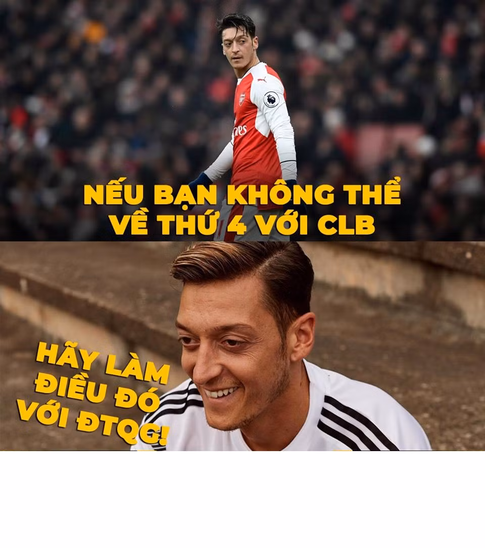 Với những anti-fan của Oezil, họ liên tục treo bức ảnh chế về sự trùng hợp giữa CLB và đội tuyển mà anh chàng này đang thi đấu.