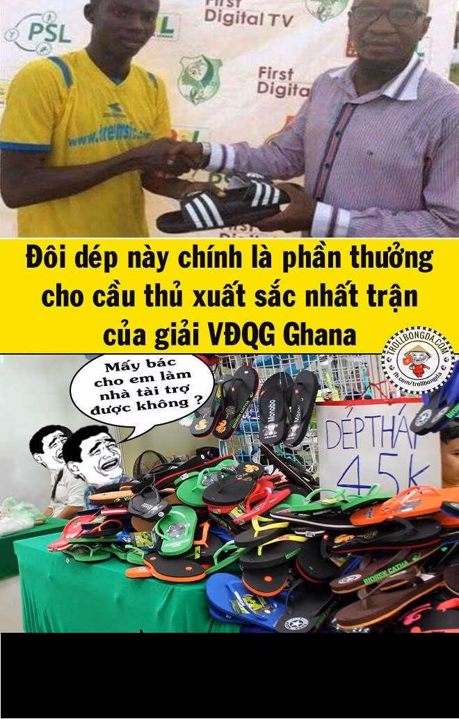 Phần thưởng của danh hiệu cầu thủ xuất sắc nhất giải VĐQG Ghana là một đôi dép có trị giá 45 ngàn đồng Việt Nam.