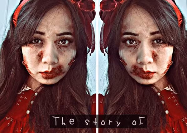 Theo chia sẻ của Cá Cơm, make up Halloween khó nhất là là phải đặc tả những nét nổi bật của nhân vật, điều chỉnh khối, màu sắc, trang phục, thần thái, bối cảnh và làm sao phải biểu cảm cho thật lạnh lùng.