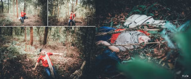 Bộ ảnh cưới phong cách rừng xanh của cặp đôi bác sĩ đến từ Nam Định kể lại câu chuyện trong một chuyến đi phượt của chàng bác sĩ trẻ, anh đã không gặp may khi xe máy bị hỏng giữa đường, anh đành để xe lại và tìm người giúp đỡ.