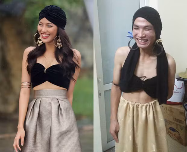 Người mẫu Lan Khuê khi bị chàng cosplayer Việt Nam troll bằng bộ trang phục tham dự một chương trình thời gian gần đây. Ảnh sử dụng trong bài: Facebook nhân vật.