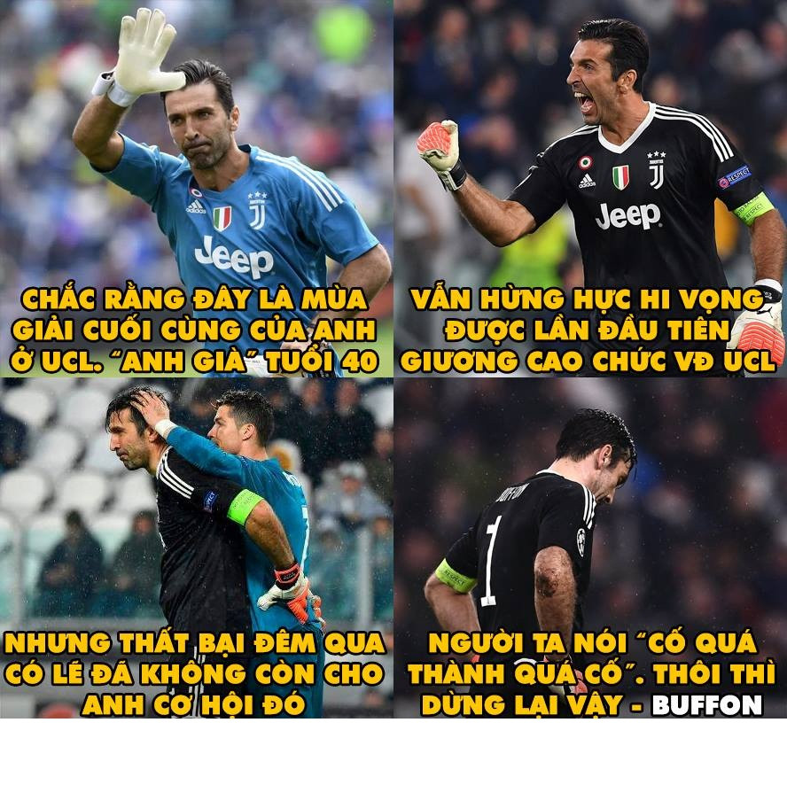 Buffon quá tội nghiệp khi phải đối đầu với Ronaldo và các tiền vệ của Real Madrid.