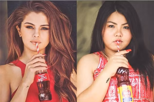 Selena Gomes uống Coca Cola còn Sine uống nước mắm. Ảnh sử dụng trong bài: Instagram nhân vật.