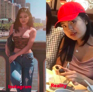 Vòng 2 của hot girl Instagram Việt kém thon gọn. Phần đùi và hông to cũng khiến cô nàng trông khá đậm người chứ không quyến rũ như ảnh trên mạng.