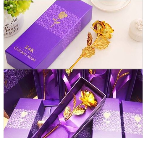 Ngoài việc bán hoa thật, các bạn trẻ trên mạng xã hội cũng tung ra mặt hàng hoa hồng mạ vàng cũng được nhiều người quan tâm. Giá của món quà nhìn "sang chảnh" này rơi vào khoảng 250.000 - 300.000 ngàn.