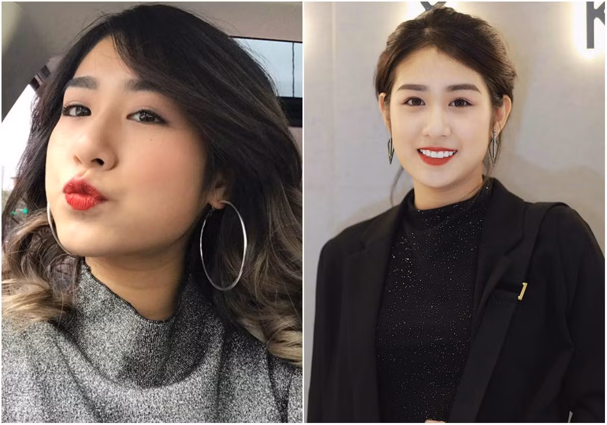 Trang Lou sở hữu gương mặt mũm mĩm, nhưng vẫn có phần xương hàm khá rõ, thế nên dù xoã tóc che mặt hay vén tóc lên, nhìn cô nàng cũng không có nhiều sự khác biệt.