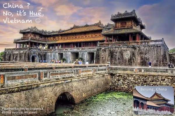 Đại nội Huế cổ kính, rêu phong chứ không phải Tử Cấm Thành tại Trung Quốc.