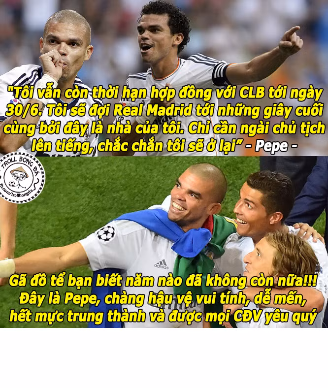 Pepe một hình mẫu chung thành của "gã đồ tể" người Bồ Đào Nha. Ảnh trong bài: Facebook Troll Bóng Đá.