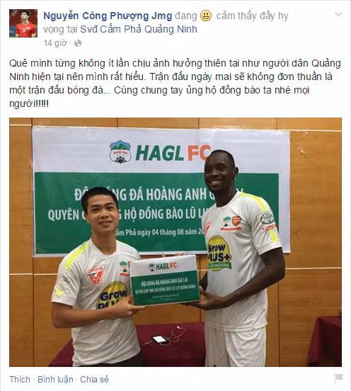 Cong Phuong keu goi ung ho nguoi dan vung lu Quang Ninh