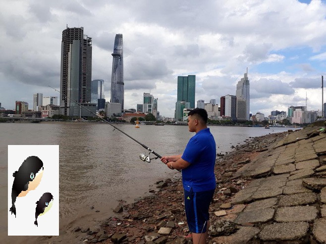 Ở sông Sài Gòn mà câu hẳn được cặp đôi cá voi cả mẹ cả con.