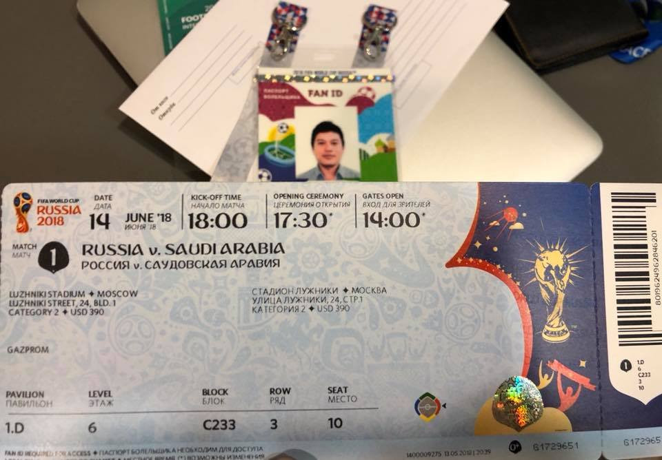 Tấm vé cho trận khai mạc World Cup giữa Nga và Ả Rập Xê-út.