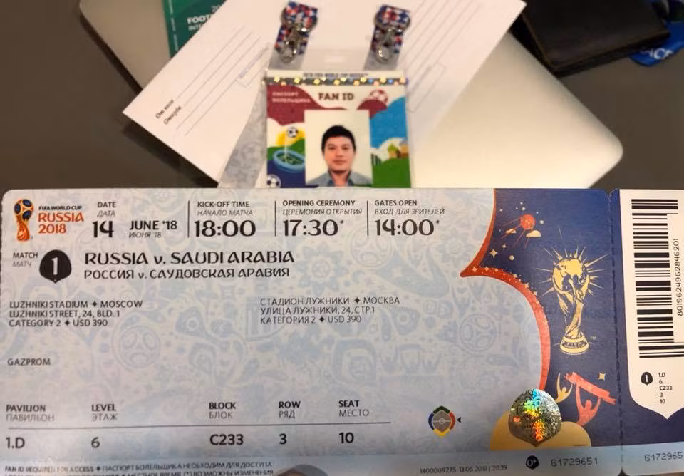 Tấm vé cho trận khai mạc World Cup giữa Nga và Ả Rập Xê-út.