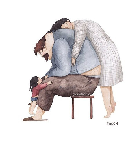 ầu hết các tác phẩm của Snezhana tập trung vào việc thể hiện thói quen hàng ngày của cha và con gái. Nghệ sĩ khiến người xem tập trung vào những gì ẩn sau hình ảnh, gợi lên những cảm xúc.