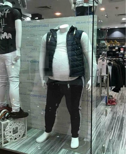  Ma-nơ-canh thường được lấy theo những số đo cực chuẩn từ các người mẫu nổi tiếng thế giới để thể hiện được sự cân đối. Tuy nhiên, vẫn còn đó những người mẫu nhựa với hình hài béo ú khiến ai nhìn thấy cũng phải phì cười.