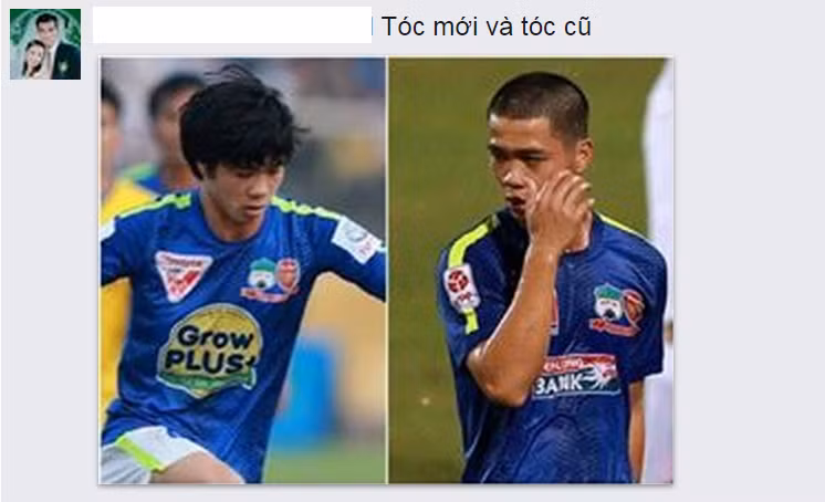 So sánh giữa mái tóc mới và mái tóc cũ của Công Phượng.