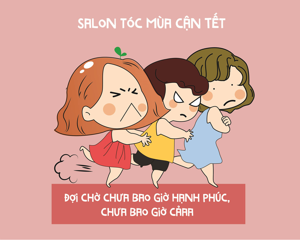 Lý do khiến việc đi làm tóc dịp cận Tết trở thành nỗi ám ảnh đó chính là cảnh salon đông nghịt và dòng người vẫn kiên nhẫn chờ đợi.