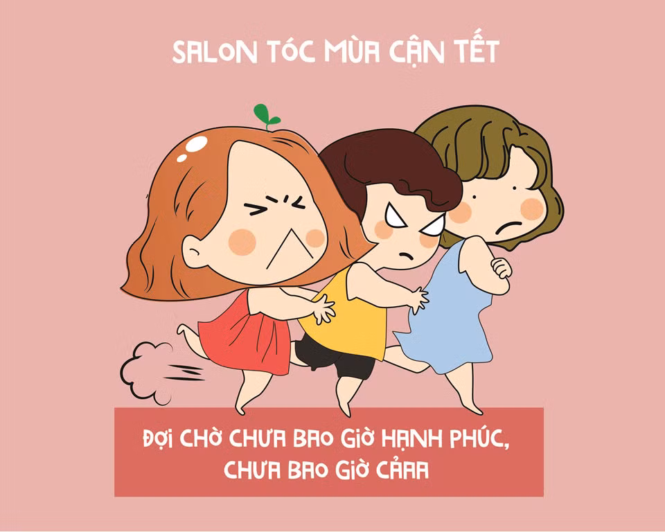 Lý do khiến việc đi làm tóc dịp cận Tết trở thành nỗi ám ảnh đó chính là cảnh salon đông nghịt và dòng người vẫn kiên nhẫn chờ đợi.