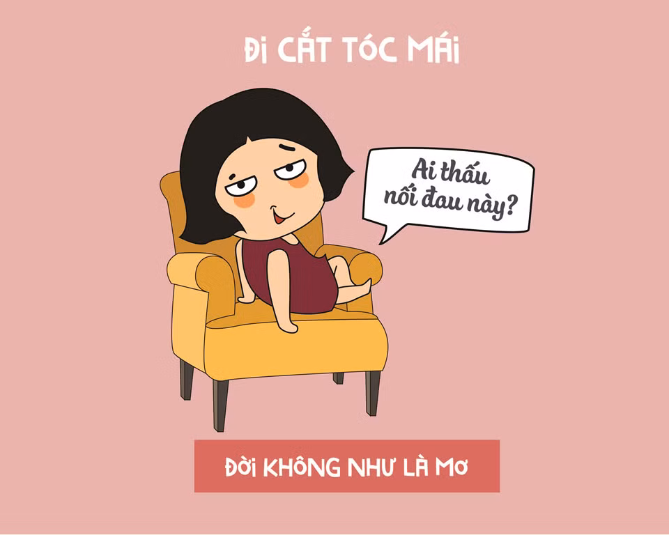 Tốn tiền làm tóc dịp Tết đã đành nhưng chẳng cô gái nào có thể chắc chắn mình sẽ có mái tóc đẹp đón Tết. Chỉ cần một phút lơ là và một cú lỡ tay của thợ làm tóc, hàng mái "treo lơ lửng" trên chân mày này ra đời, nhanh chóng hủy hoại nguyên kỳ nghỉ quan trọng này.
