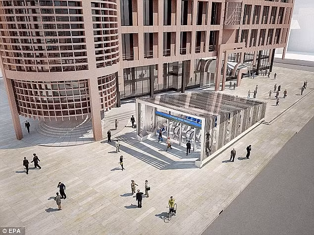 Diện mạo của nhà ga mới ở phía trên hầm chứa hơn 30 bộ hài cốt. Ảnh: EPA.