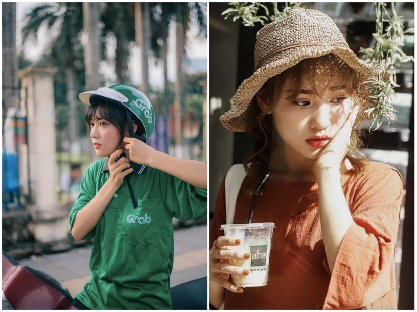 Danh tính của cô gái là Lê Thị Thu Hà (sinh năm 1996). Chia sẻ về những hình ảnh "nữ Grab bike" được đăng tải trên mạng Thu Hà cho biết, đây là bộ ảnh do người bạn cùng phòng của Hà lên ý tưởng để chụp.