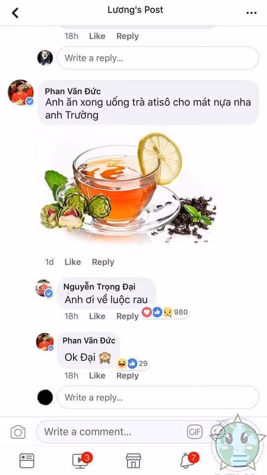 Chốt lại vấn đề Phan Văn Đức nhắc Xuân Trường nhớ uống trà Atiso cho thanh lọc cơ thể.