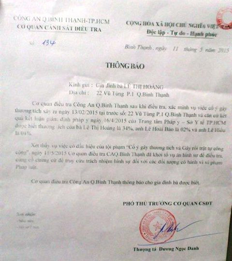 Quyết định khởi tố vụ án.