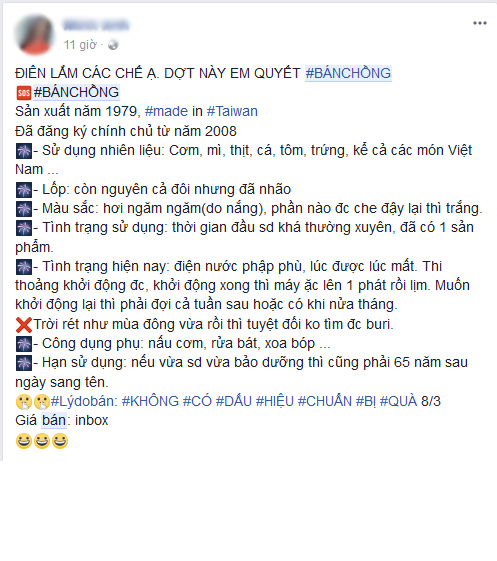 Trào lưu rao bán chồng ngày 8/3 đã mang đến nhiều nét mới trên mạng xã hội bên cạnh những bức ảnh chị em khoe quà được tặng. Ảnh sử dụng trong bài: Sưu tầm Facebook.