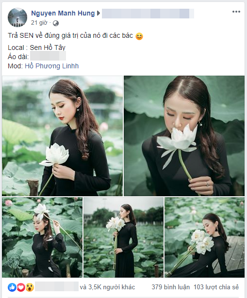 Bo anh thieu nu mac ao dai den chup sen la lam duoc CDM 