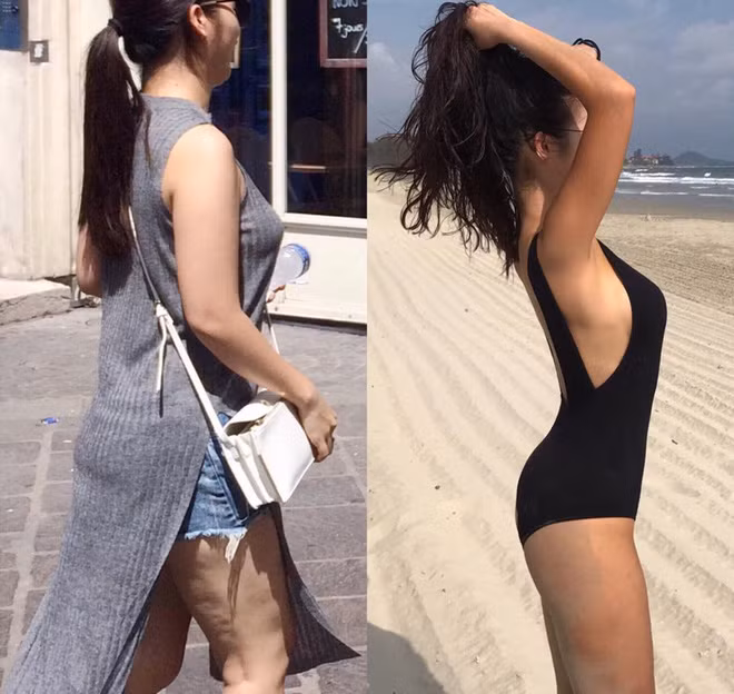 Những đoạn mỡ thừa ở đùi, eo và cả trên khuôn mặt đã biến mất và thay vào đó là một con người khác với body săn chắc bởi việc ăn tập đúng chế độ.