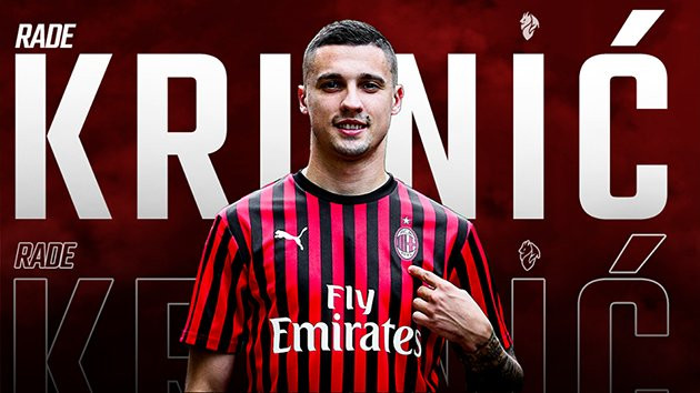 Rade Krunic đã chính thức hoàn tất việc chuyển từ Empoli sang AC Milan với số tiền 8 triệu euro, có kèm thưởng phụ thuộc thành tích.