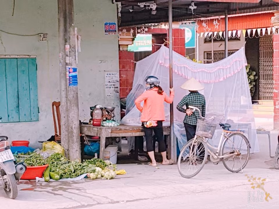 Những phản thịt ven đường luôn bị nhiều người tiêu dùng lắc đầu bởi sự thiếu an toàn vệ sinh thực phẩm do có thể nhiễm bẩn từ ruồi, muỗi và khói bụi. Để lấy lại lòng tin của người mua hàng, một người bán hàng đã nghĩ ra cách mắc màn cho hàng bán thịt lợn của mình và ngay lập tức được nhiều người chú ý.