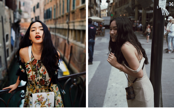 Trong chuyến du lịch châu Âu lần này của Châu Bùi, ngoài sự góp mặt của bạn trai Decao, còn có một nhiếp ảnh gia đi cùng. Vì thế, các bức hình của 9X vừa thể hiện được thần thái của cô, vừa gây chú ý bởi góc chụp và cách chỉnh màu khá lạ.