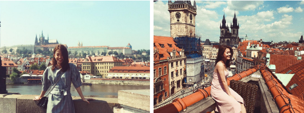 Điểm đặt chân đầu tiên của hot girl 9X là Cộng hòa Séc. Hầu hết ảnh của Ngọc Thảo đều có "phông nền" phía sau khá đẹp. Cô cũng tận dụng tối đa nụ cười tươi của mình trong mọi tư thế. Chỉ cần xem ảnh cũng có thể đoán được phần nào cuộc sống hạnh phúc hiện tại của nàng hot girl đời đầu.