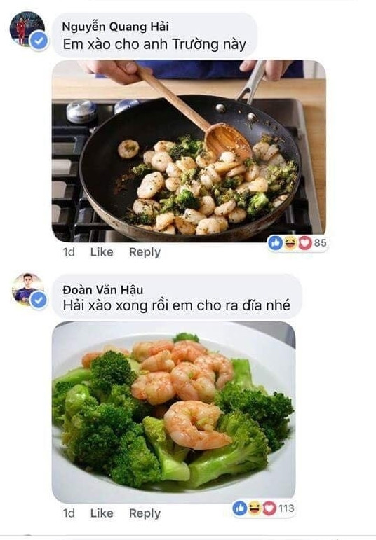 Tất cả các cầu thủ U23 Việt Nam đã tạo nên món tôm xào cực ngon để cùng nhau chia sẻ với trào lưu Bình luận các hoạt động nối tiếp.