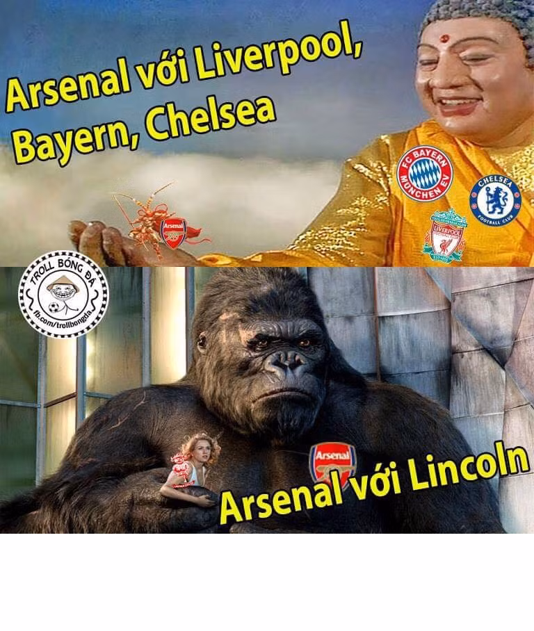Với các đội bóng nhỏ Arsenal chẳng khác gì nhân vật King Kong trong bộ phim đang gây bão Kong: Skul Island nhưng với các đội bóng lớn, họ chỉ giống như Tôn Ngộ Không trong tay Phật Tổ.