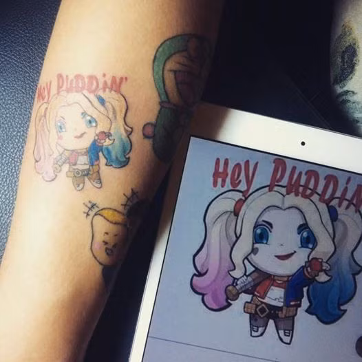 Mới đây, cô nàng Haley Quiin đã trở thành nhân vật phim ảnh mà nhiều bạn trẻ chọn để xăm lên người mình sau khi xem bộ phim Biệt đội cảm tử.