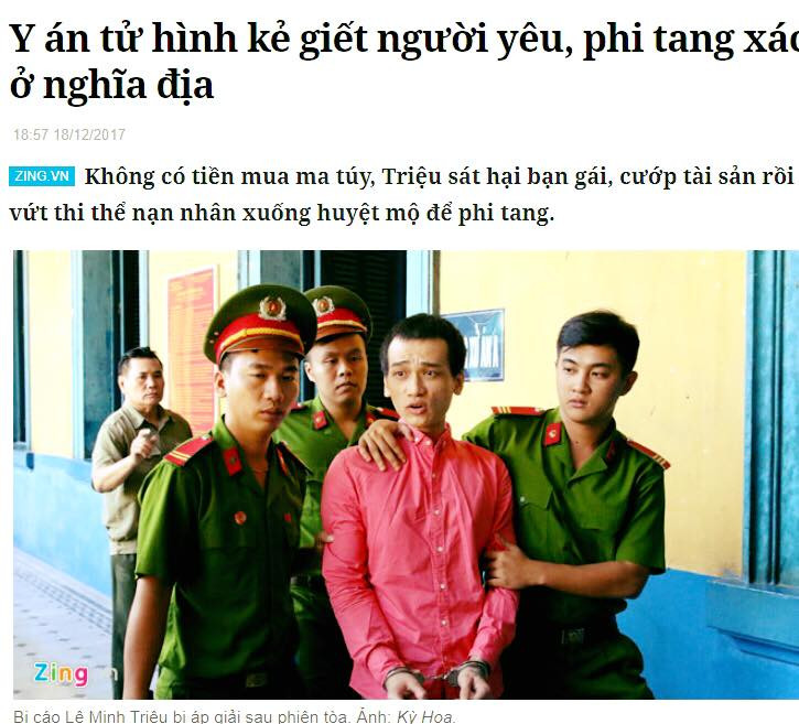 Theo bản án sơ thẩm, hai “con nghiện” là Triệu và Mai không có tiền mua ma túy nên đã bàn nhau cướp tài sản của Mơ (người yêu của Triệu). Tuy nhiên, chưa dừng ở việc cướp tài sản, hai con nghiện trên dẫn Mơ tới một nghĩa trang thuộc khu phố 8, phường Tương Bình Hiệp, TP.Thủ Dầu Một, Bình Dương, rồi dùng dao sát hại nạn nhân. Sau đó, Triệu và Mai vứt xác nạn nhân xuống một huyệt mộ lộ thiên (đã được cải táng) để phi tang.